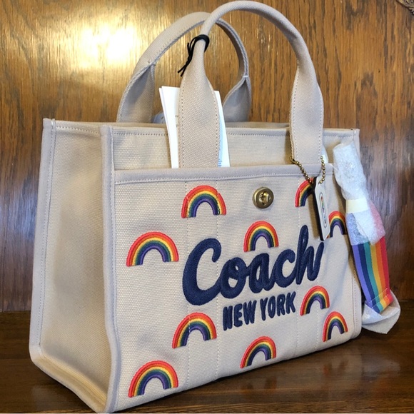 NWT-Coach-Rainbow🌈Embroidered Cargo Tote Bag-Rainbow🌈Strap-$350 - Picture 5 of 16